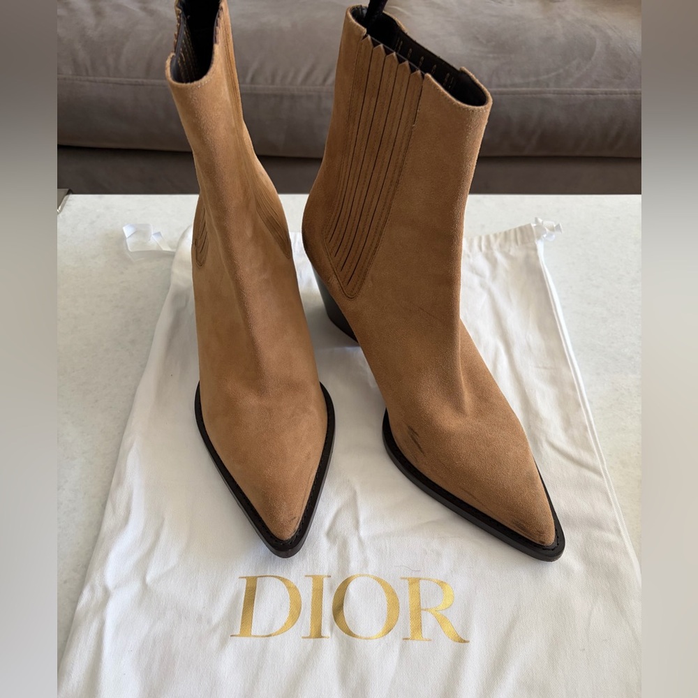 Dior Women's Camel Suede Heeled Boots
